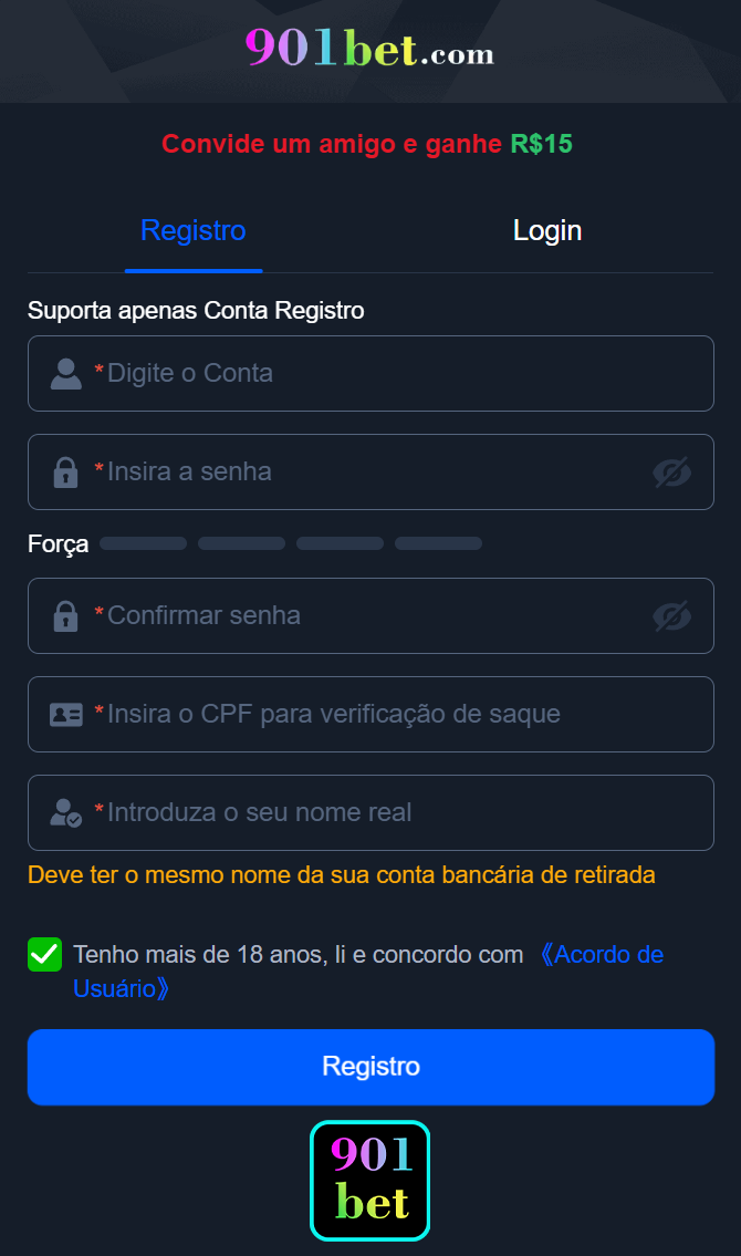 Cadastro rápido e seguro na 901bet.com